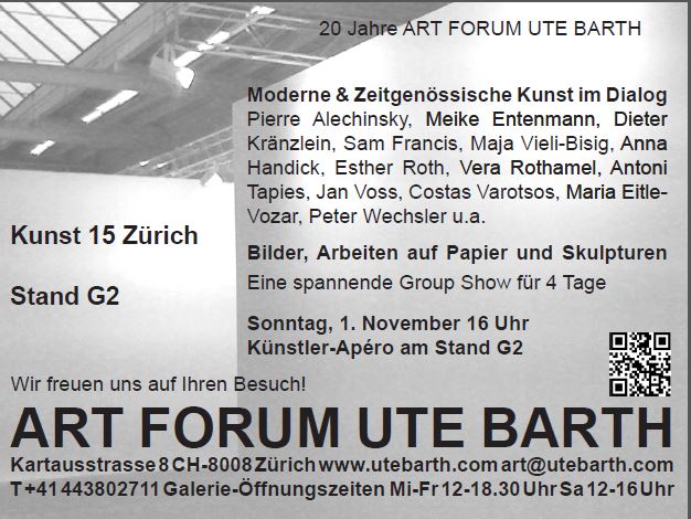 Galerie ART FORUM UTE BARTH @KUNST 15 ZRICH