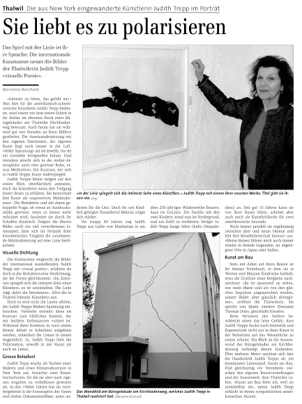 Artikel ber Judith Trepp in der Zrichseezeitung Mrz 2009